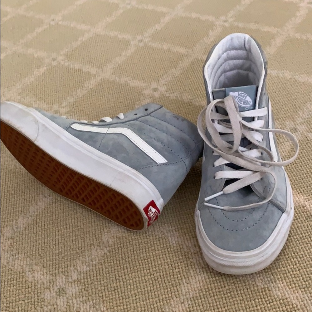 Vans high top light blue suede sneaker